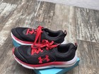 Youth Under Armour Charged Tennis Shoes Black red Size  7y  Running Walking 
