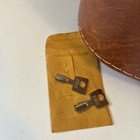 Vintage Brown orange Travel Case Makeup Hard Shell Small Luggage Suitcase W Keys