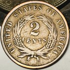 1864 Two Cent Piece 2c Civil War Date Large Motto Us Copper Coin Cc29535