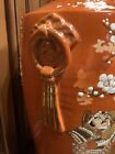Antique Large Asian Japanese Porcelain Vase Burnt Orange Red Prunus Samurai