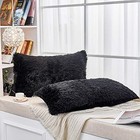  Long Faux Fur Soft Soild Decorative Pillowcase 26  X 20   pack Of 2  Black