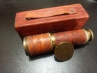 Nautical Antique Brass Telescope Marine Leather Pirate Vintage Spyglass Scope
