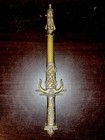 Vintage Stainless Steel   Brass Dagger W  Fish Scale Design Metal Scabbard