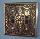 Antique-brass Solid Metal Double 2 Toggle Light Switch Plate Wall Cover Filigree