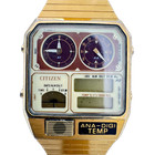 Vintage 31 5mm Citizen 30-5324 Ana Digi Temp Men s Wristwatch Japan Gold Tone