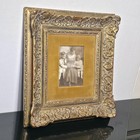 Antique Victorian Ornate Gilt Gesso Deep Portrait Frame Velvet Mat 13x15
