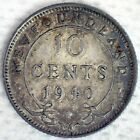 1940 Newfoundland Canada Silver Dime 10c Canadian Coin Extra Fine Circulated