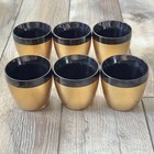 6 Vintage Mcm Nfc West Bend Thermo-serve Style Gold   Black Insulated Cups Usa