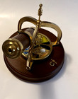 Kaleidoscope Windup Music Box Rotating Wood  Brass  Stained Glass 10  Tall Works