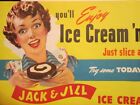 Vintage 1950s Jack   Jill Ice Cream Cake Roll Sign -- Old Store Stock