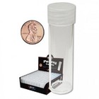 100 Bcw Round Tubes Cent   Penny Size Clear Coin Storage W  Screw On Caps 1 Box