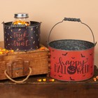 Primitives By Kathy Happy Halloween Tin Buckets Set 2 Trick Or Treat Fall Decor