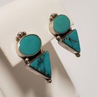 Native American Signed Nez Sterling Silver Turquoise Earrings -  28