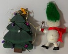 Vtg Wooden Christmas Ornaments Lot  2  Decorated Tree   Snowman With Drum
