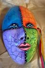 Vtg Mexican Folk Art Signed F  Amar Hand Painted Studio Art Wall Mask Crackled