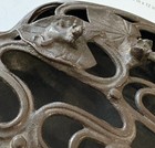 Meiji Japanese Bronze Ikebana Or Incense With Open Work Ripples   Lily Pad Motif
