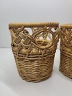 Vintage 70s Wicker 4 Inch Baskets Set Of 2  Three Inch Diameter