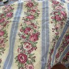 2  Drapes Classic Blue Floral Rose  Stripe Cotton Chintz  New old Stock 3 Pair