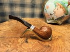 Sandblasted Briar Bent Bulldog W  Sterling Band - Vintage Estate Tobacco Pipe