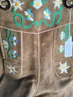 Waist 35 36  Oktoberfest Brown  women lederhosen shorts Embroidered  Edelweiss