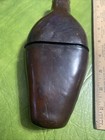Vintage Trapping Glass Bottle Lure Leather Wrapped Late 1800   s Awesome Flask   