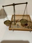 Vintage Traveling Gold   Apothecary Balance Pan Scale   Weights     Box  germany