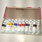 Vintage 1970 s Winsor newton Designers  Gouache Set Of 10 No  5 Tubes  Used