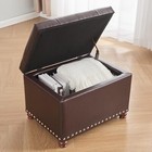 Rectangular Storage Ottoman Bench  Pu Leather Button Tufted Storage Bench
