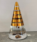 Tall Kosta Boda Noel Gnome Santa Tomte By Anna Ehrner Gold Stripe glass Signed