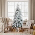 7ft Snow Pencil Christmas Tree Flocked Artificial For Holiday Decor W  Led Light