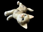 Vintage Ceramic Cat Figurine Tan White Kitten Japan Porcelain Animal Collectible