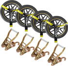 Car Tie Down Straps  4pk  With J Finger Hook Lasso Ratchet Strap 2 Inch X 96 Inc