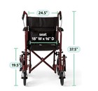Medline Lightweight Foldable Transport Wheelchair With Handbrakes And 12    Wheels