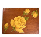 Vintage Handmade Wooden Box With Lid Yellow Rose Dovetailed 5    Victorian Cottage