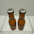 Vintage Falstaff Glass Beer Bottle Salt   Pepper Shakers Pots Set 4  Tall