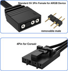 4pack 4 Pin To 3 Pin Rgb Adapter For Corsair Rgb Hub  Lighting Node Core