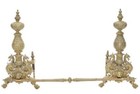 Stunning Antique Solid Brass Pair Of Andirons W Classical Urn 19th Century