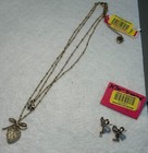 Betsey Johnson Lucite Heart Necklace And Earring Set  Nwt