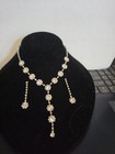 Silver Tone Clear Round Crystal Rhinestone Necklace   Dangle Earrings Set