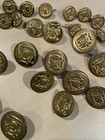 Vintage Mixed Lot Of 34 Buttons Metal Variety Shapes Military Anchor