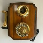 Reproduction Wooden Retro Telephone Rotary Dial Mechanical Bell Wall Mount