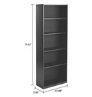5-shelf Bookcase With Adjustable Shelves  True Black Oak