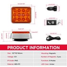 Rechargeable Wireless Amber 12 Led Strobe Light Magnetic Hazard Warning Remote