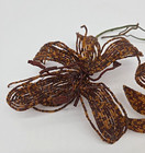 Vtg French Beaded Flower Lilly 2 Stems Seed Bead Leaves Handmade Poseable As Is