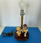 Vtg 1972 Wooden Nursey Children s Room Lamp With Original Shade Swiis Boy   Girl