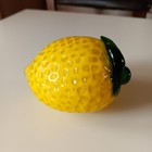 Lemon W  Stem Fruit Art Glass Handblown Fruit Veggie Dish Murano Style Vtg