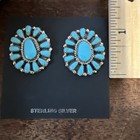 Navajo Cluster Earrings Native American Post Turquoise Look Nice Stunning Zuni D