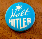 Rare  Ww2 Halt Hitler Blue And White Anti-nazi Propaganda Pin W  Star Of David