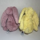 Jellycat Lot Of 2 Bashful Bunny Lemon Yellow With Orig  Yellow Tail   Tulip Pink