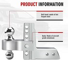2   Receiver 6   Drop Rise Adjustable Trailer Tow Hitch Dual Ball W lock 12500lb